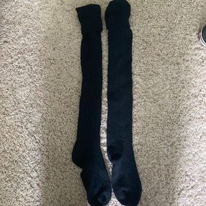 Thigh high cable knit socks